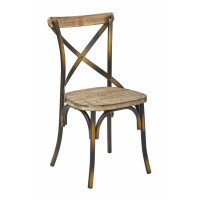 OSP Home Furnishings SMR424AC-C314 Somerset X-Back Antique Copper Metal Chair with Hardwood Vintage Walnut seat Finish